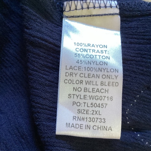 Umgee Sleeveless Lace Mini Dress cream and Blue Size 2XL - Picture 7 of 7